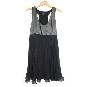 Patricia Field NY Black Silver Pleated Midi Dress Whimsigoth Goth Glam Size 12